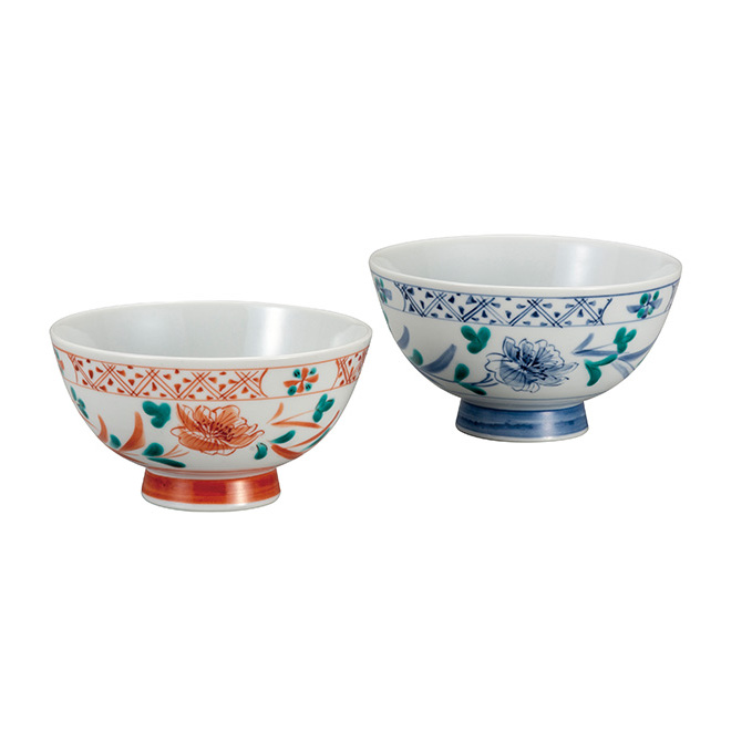 九谷焼　 組飯碗　色呉須花渕小紋  和陶房　a02 