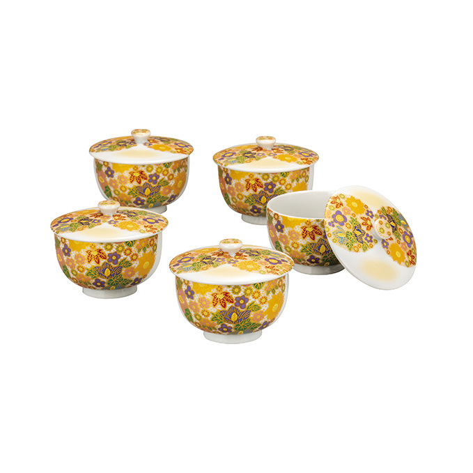 九谷焼　 蓋付汲出揃 　花詰　a03 