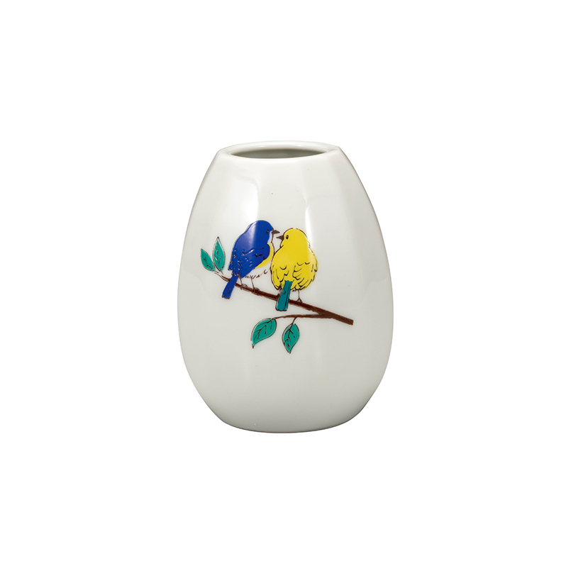 九谷焼　3.5号一輪生　ルリビタキ 