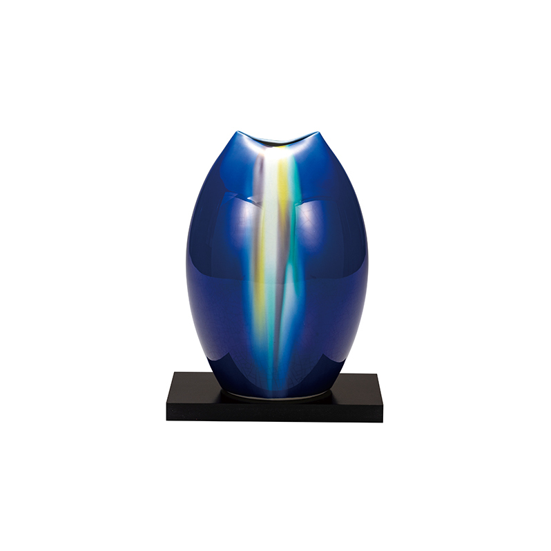 九谷焼　7号花瓶　釉彩（台付）博峰窯 