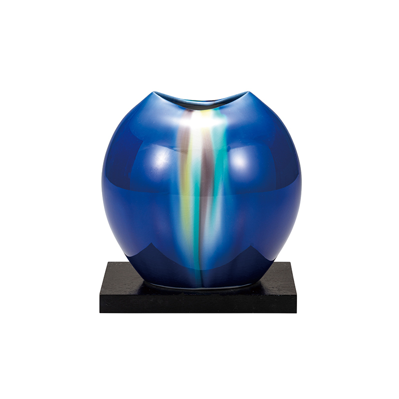 九谷焼　4号一輪生　釉彩虹河（台付）博峰窯 