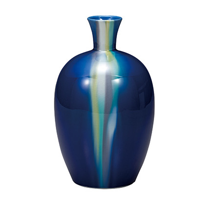 九谷焼 7号花瓶/釉彩 a05 工芸品 伝統工芸 壺 インテリア 置物 銀彩 木箱 