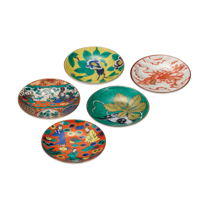 九谷焼　3.2号皿揃　時代絵 （5枚セット）a01 工芸品 