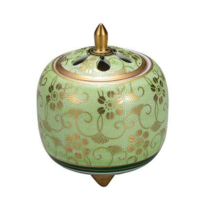 九谷焼 3.5号香炉/白粒鉄仙きみどり a05 工芸品 伝統品 仏具 お香 線香 リラックス プレゼント お祝い お返し お礼 日本製 おすすめ おしゃれ 