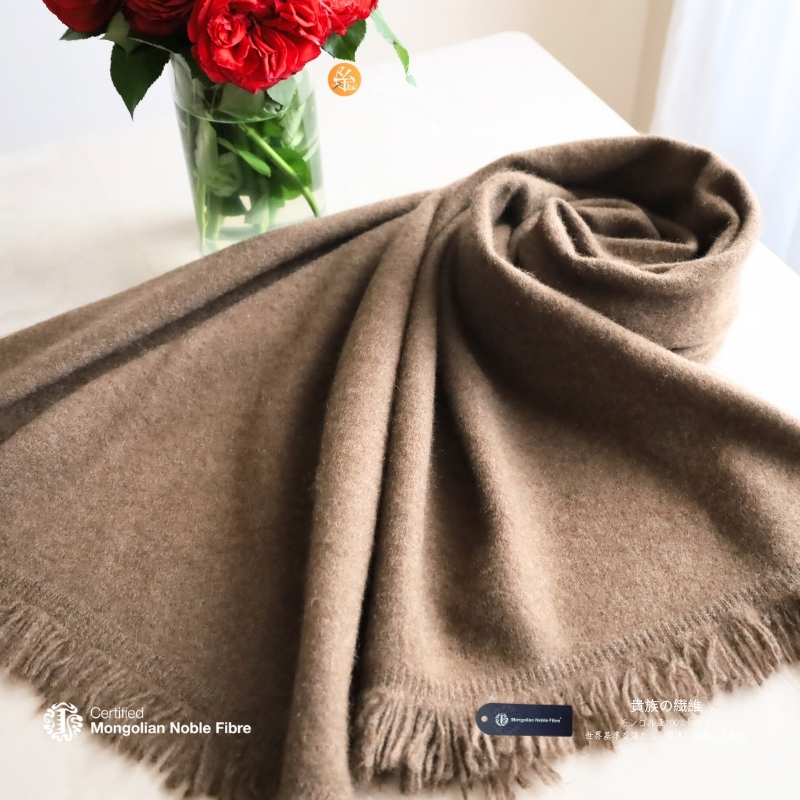 『Noble Fibre』100％ヤク・大判ストール ベージュ G3339