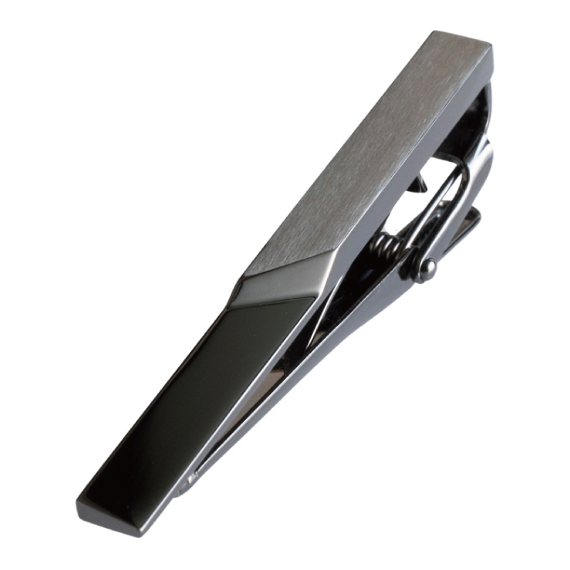 【スピード発送】ジオメトリック・ネクタイピン ブラックシルバー tav0073