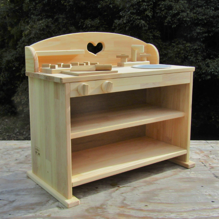 手作り木製 ままごとキッチン ＵＨＫ２（素材色バージョン） 099H2139