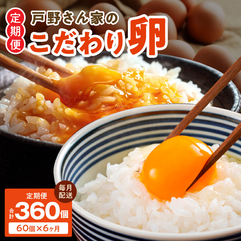 戸野さん家のこだわりタマゴ 定期便 60個×全6回 Mサイズ 合計 360個【毎月配送コース 卵 たまご 国産 濃厚 とことん餌にこだわった とのたま】 099Z165