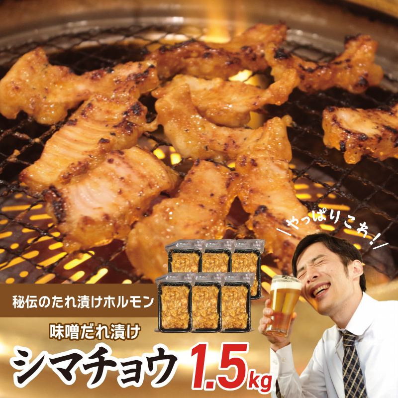 【焼肉屋の定番】シマチョウ 味噌だれ漬け 1.5kg【小分け 250g×6 牛肉 ホルモン 焼肉用 】 010B1517