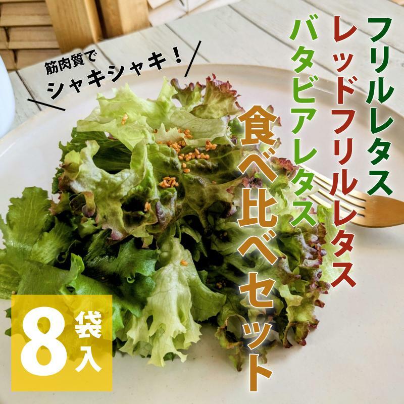 【栽培期間中農薬不使用】フリルレタス/レッドフリルレタス/バタビアレタス 食べ比べセット(8袋入り) 099H2937