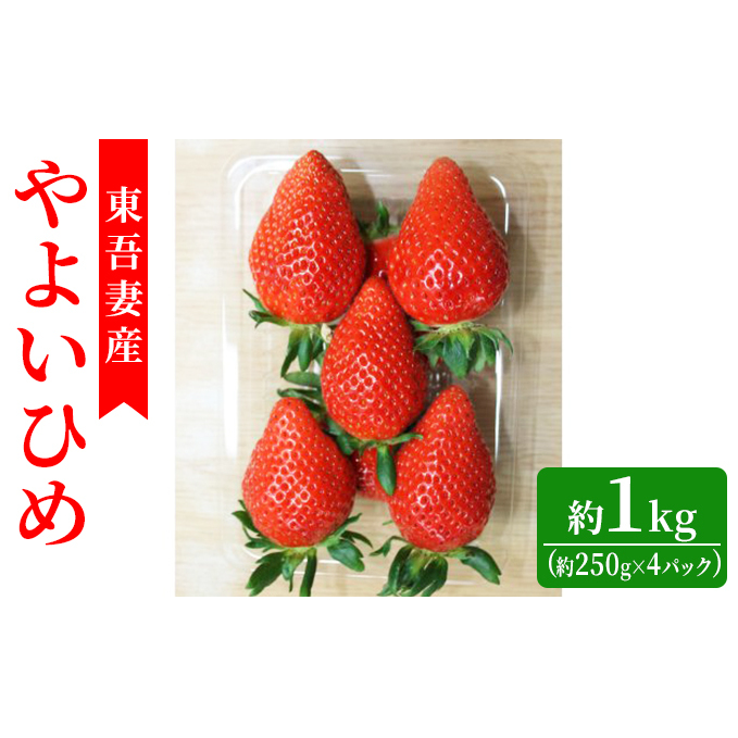 【東吾妻町産】いちご やよいひめ　約250g×4パック 果物 ストロベリー フルーツ デザート 甘味が強い 酸味まろやか 国産 直送 産地直送 食後 おやつ 