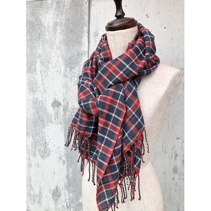 ito to iro 手染め・手織り仕上「ストール」メリノウール100% タータンチェックストール(1) ファッション小物