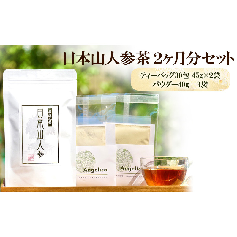 ★希少★日本山人参茶&パウダーで健康に!ティーバッグ30包×2袋 パウダー40g×3袋 農薬不使用 飲料類 お茶 野菜 抹茶 ヨーグルト ハーブの力 化学肥料不使用