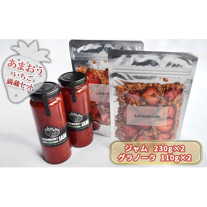 ジャム グラノーラ セット あまおうジャム 230g×2+いちごいちごいちごあまおうグラノーラ 110g×2 加工食品 イチゴジャム ストロベリージャム シリアル 朝食 朝ごはん 小腹 特別栽培