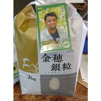 果樹園なのに米もあるよ ヌカ切れ抜群!令和7年度産《金穂銀粒(きんほぎんつぶ)》福岡県 あさくら産 ひのひかり 2kg お米