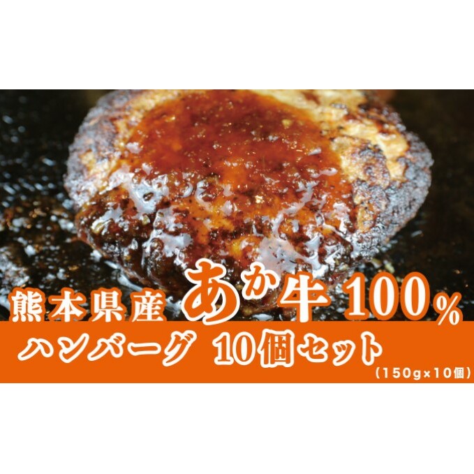 牛肉100％ 国産 冷凍 調理済み あか牛 湯煎 熊本県産 赤牛 ハンバーグ 150g×10個 G-48 和牛 九州産 送料無料 