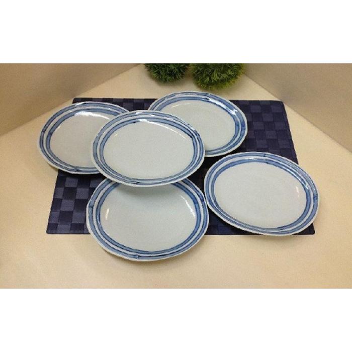 【AB310】【波佐見焼】19.5×16.5cm楕円皿5枚組 ライン【西海陶器】 5 66348