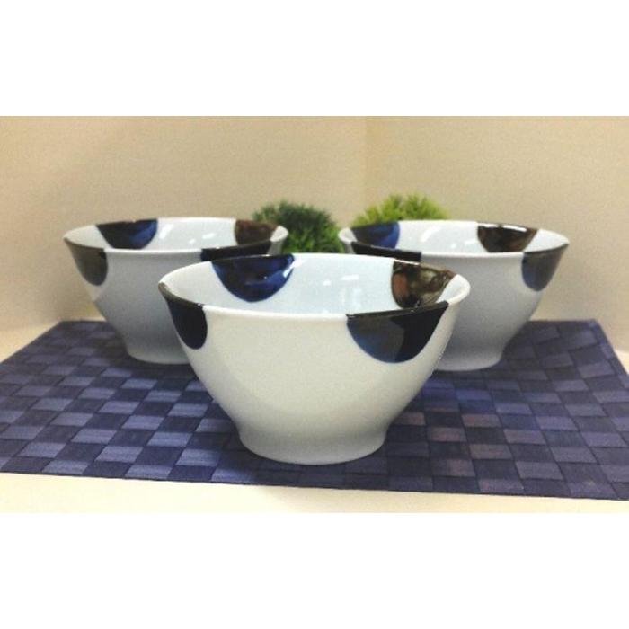 【AB309】【波佐見焼】φ16cm丼3個組ふち濃み丸紋【西海陶器】 3 73522