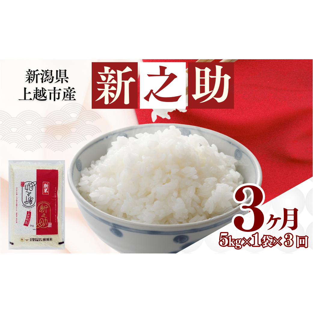 上越市産 新潟 新之助 5kg 3か月定期便 しんのすけ お米 精米 米 ご飯 定期
