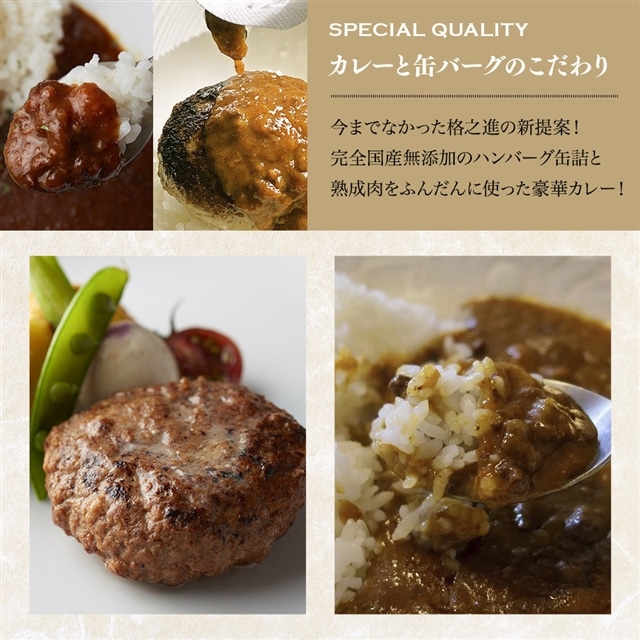 格之進》贅沢非常食メガ盛りセット 格之進 門崎熟成肉カレー15個、缶詰ハンバーグ(ハンバーグオイル漬)15個 岩手県一関市 JRE  MALLふるさと納税