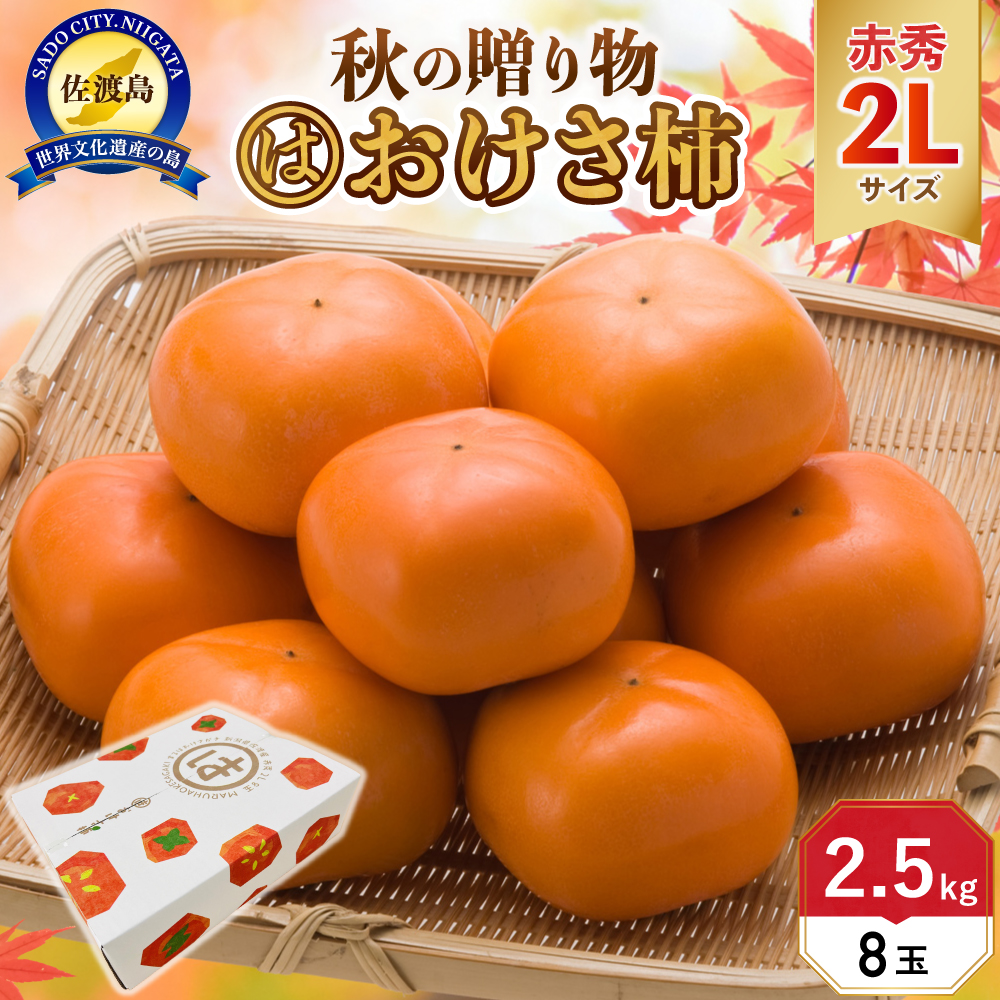 【先行予約】高級おけさ柿赤秀2L（8玉）＜まるはおけさがき＞