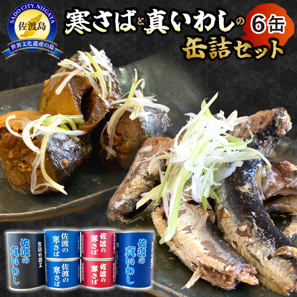 佐渡産 さば いわし 缶詰 水煮 味噌煮 6缶セット