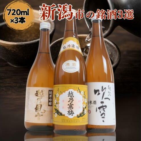 日本酒 飲み比べセット 越後銘門酒会 新潟市の銘酒 飲み比べ 720ml×3本 (越乃寒梅 越乃風雪 越路吹雪)N723A 新潟 セット 辛口 ギフト 正月 年越し