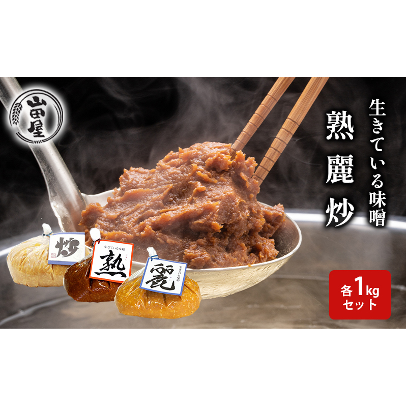 生きている味噌「熟」「麗」「炒」各1kgセット 調味料 料理 調理 味付け 和食 日本食 みそ汁 