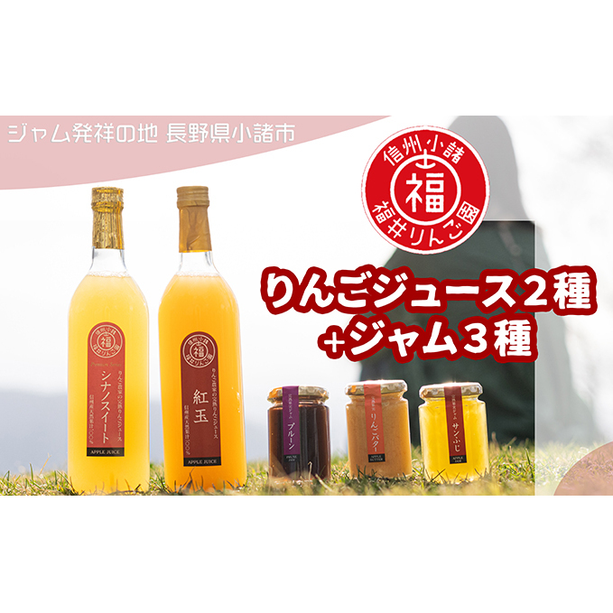 りんごジュース2種(シナノスイート+紅玉)+ジャム3種 果汁飲料 アップル プルーン 果汁100% 完熟 ふじ りんごバター 甘酸っぱい 長野県