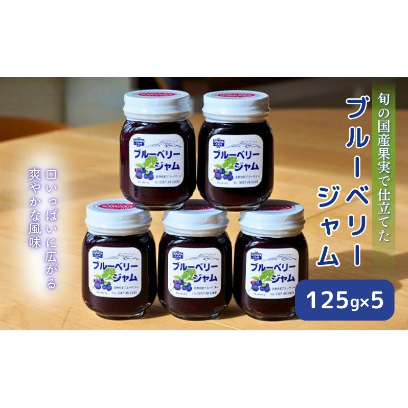 ジャム ブルーベリー 125g 5本 セット 信州小諸産 長野 加工品 フルーツ 果物 