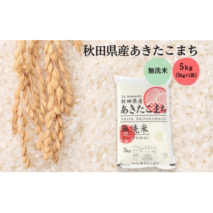 無洗米 秋田県産 あきたこまち  5kg (5kg×1袋)[令和6年産]【 お米 ご飯 ブランド米 銘柄米 】