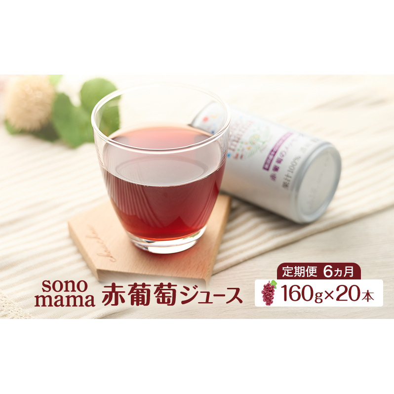《 定期便 6ヵ月 》赤葡萄ジュース「sonomama」（160g×20本）ぶどう ブドウ ジュース ぶどうジュース 飲料