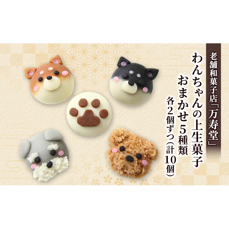 創業明治44年［菓子司 万寿堂］わんちゃんの上生菓子 おまかせ5種類 各2個ずつ（計10個）秋田 羽後 西馬音内 【菓子 和菓子 生菓子 上生菓子 スイーツ かわいい 高級 老舗 お取り寄せ ギフト】