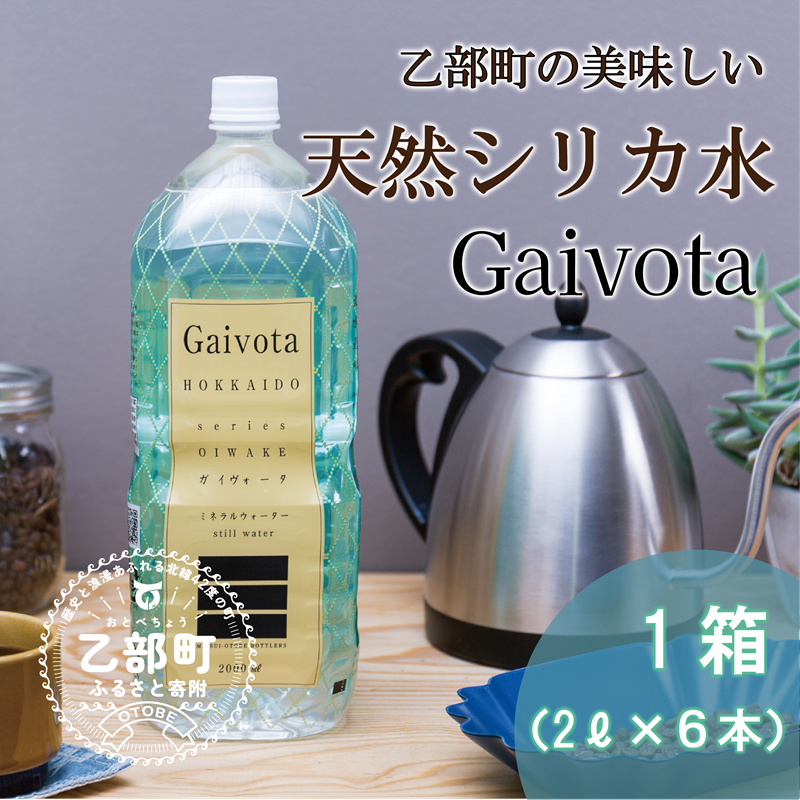 <Gaivota 1箱(2L×6本/箱)>北のハイグレード食品 天然シリカ水 ミネラルウォーター 軟水 北海道産 北海道 乙部町 天然水 美容 ケイ素 無添加 シリカ ガイヴォータ 美肌 ミネラル 口当たり まろやか 備蓄 災害用 非常用