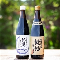 大正屋醤油店 純米しょうゆ&丸大豆しょうゆセット【アレルギー対応 720ml 優良 ふるさと 食品中央 コンクール 新技術 開発 部門 農林水産大臣賞 受賞 安心 醤油 こだわり 添加物不使用 調味料 料理 島根県 安来市】