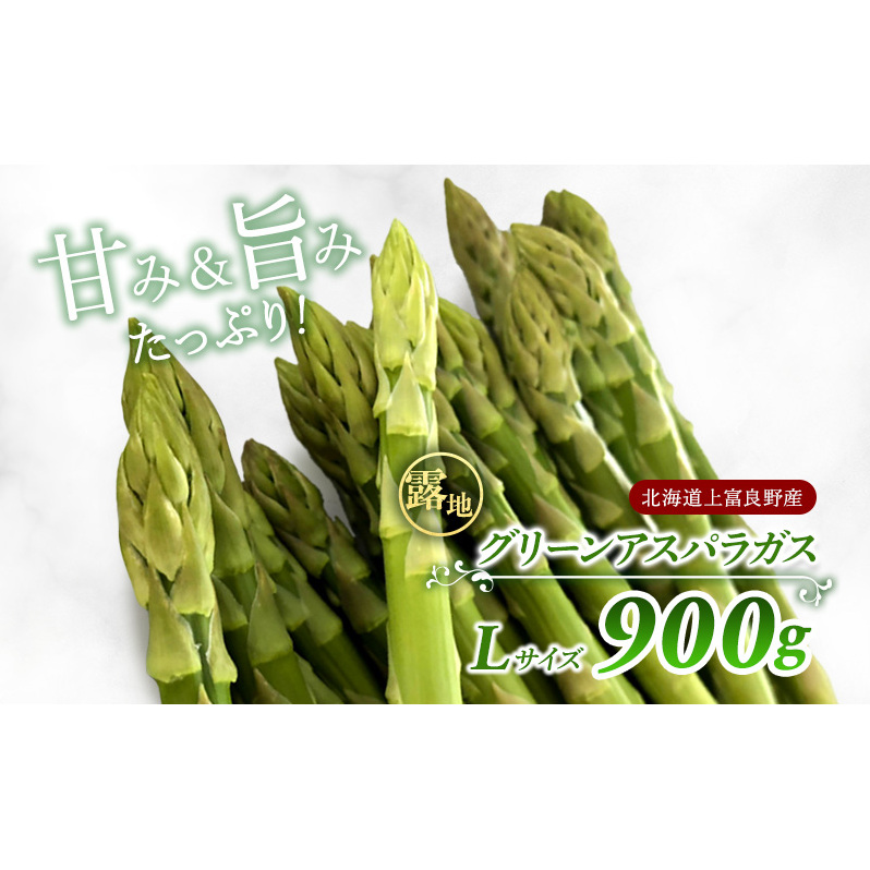 先行予約 【 2025年 発送 ！】北海道 上富良野産 露地 グリーン アスパラガス Lサイズ 900g アスパラ グリーンアスパラ 上富良野町 令和7年発送 野菜 やさい 