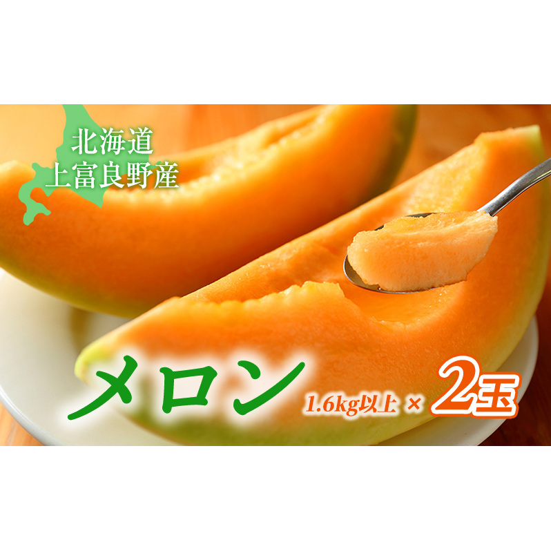 【北海道上富良野町産】ふらのメロン1.6kg以上 2玉							  果物類 フルーツ メロン赤肉 