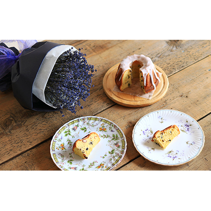 富良野ラベンダーブーケと北海道産お豆の手作りケイクセット 植物 インテリア お菓子 ケーキ 