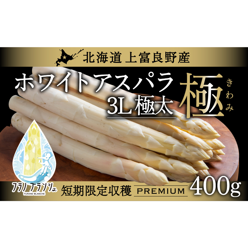 先行予約 【 2026年 発送 !】 北海道 上富良野産 ホワイトアスパラガス 3L サイズ 400g アスパラ ホワイト アスパラガス 上富良野町 令和7年発送 野菜 やさい