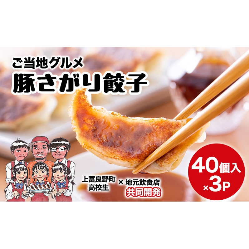 上富良野高校 コラボ開発「豚さがり餃子」 40個入り×3パック ( ご当地グルメ 餃子 中華 冷凍 食品 簡単 おかず 手作り 道産 上富良野町 北海道 )