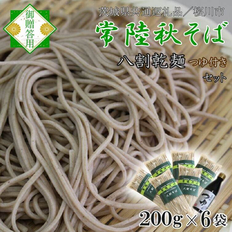 【茨城県共通返礼品/桜川市】【常陸秋そば】常陸そば乾麺 6袋(ご贈答用つゆ付)|そば 乾麺 常陸秋そば 茨城県共通返礼品 桜川市 年越しそば 茨城県 行方市(DX-32)