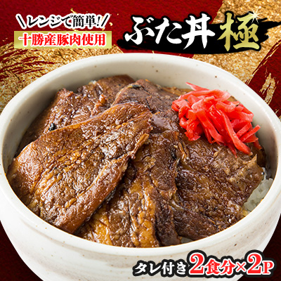 レンジで簡単!冷凍ぶた丼極(肉100g×2、タレ15g×2入り)×2パックとぶた丼のタレセット【配送不可地域：離島】【1259606】