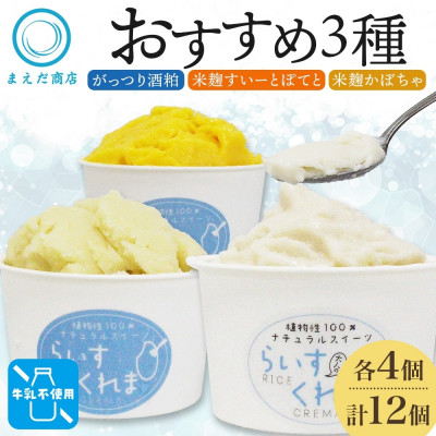 フローズン甘酒 らいすくれま オススメ3種 各4個 計12個 米麹 酒粕 北海道 帯広市【配送不可地域:離島】【1609023】