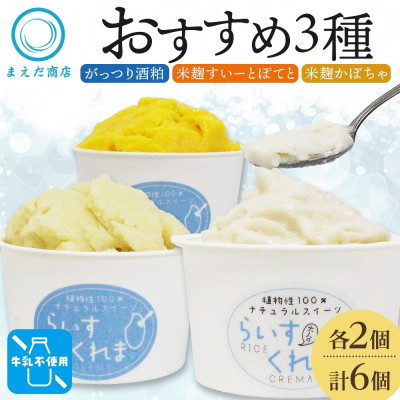 フローズン甘酒 らいすくれま オススメ3種 各2個 計6個 米麹 酒粕 北海道 帯広市【配送不可地域:離島】【1609025】