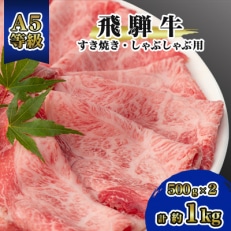 飛騨牛A5等級　モモ・カタ肉スライス　約1kg(500g×2)【配送不可地域：離島】【1125925】