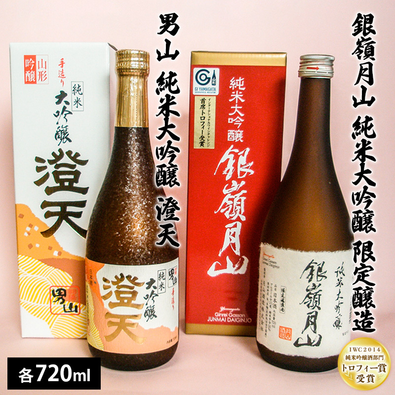 銀嶺月山 純米大吟醸限定・男山純米大吟醸 澄天720ml×2本セット FZ21-923