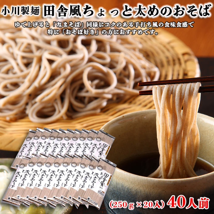 [小川製麺]田舎風ちょっと太めのおそば 250g×20入(約40人前) FZ18-428