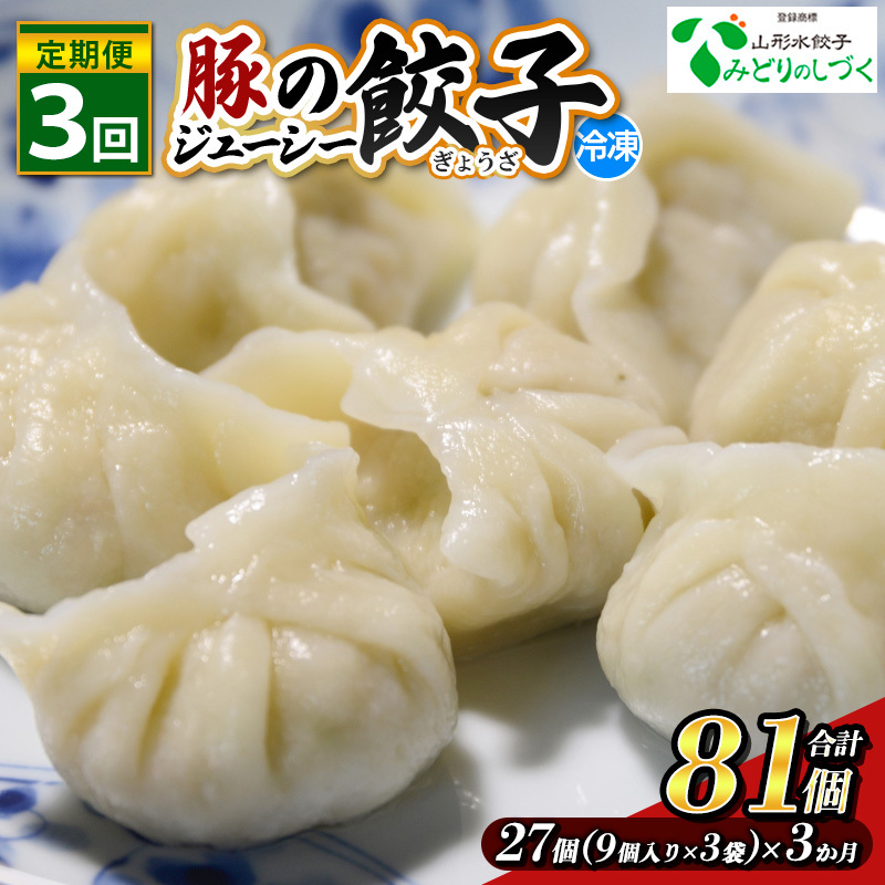 [定期便3回]豚のジューシー餃子 9個入り×3袋(27個)×3ヶ月(計81個) FY25-010