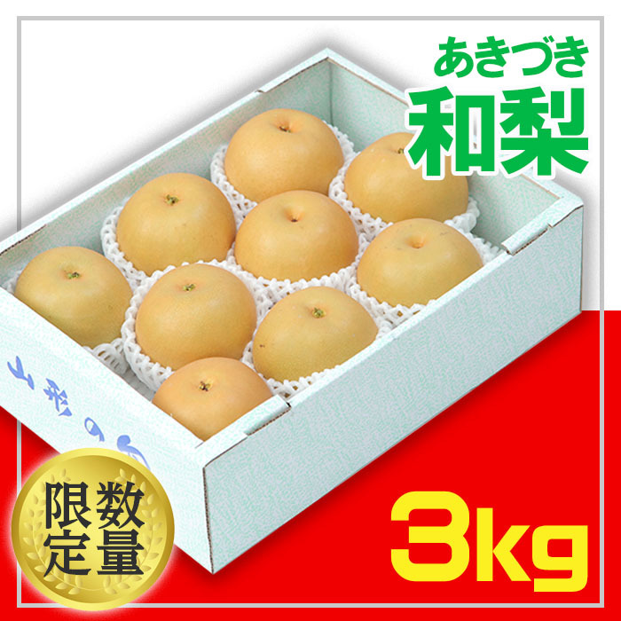 ☆フルーツ王国山形☆和梨(あきづき) 秀品 3kg [令和7年産先行予約]FU22-028