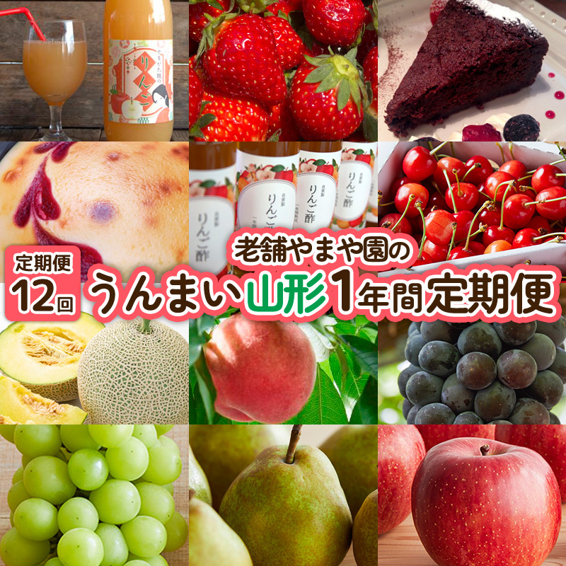 【定期便12回】老舗やまや園のうんまい山形1年間定期便 FY25-255